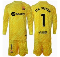 Barcelona Ter Stegen #1 Bramkarskie Koszulka Podstawowa dzieci 2024-25 Długi Rękaw (+ krótkie spodenki)